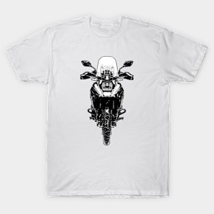 V Strom 1050XT Bike Front View Black and White T-Shirt